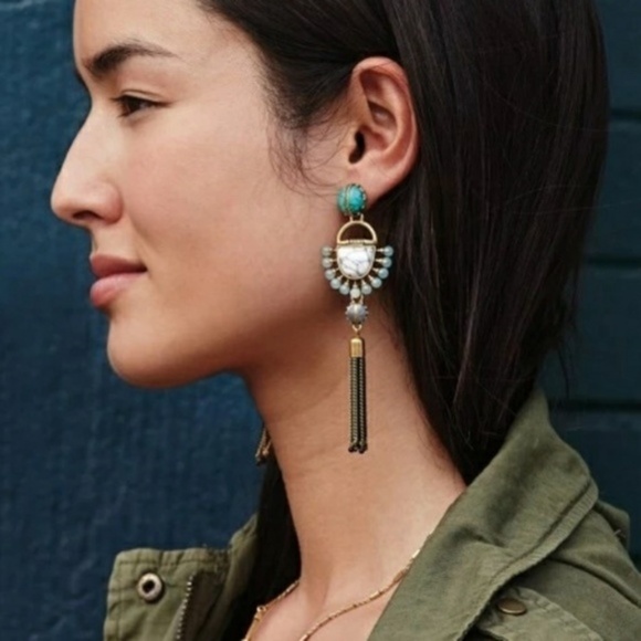 Long Metal Fringe Tassel Statement Earrings - Picture 3 of 5
